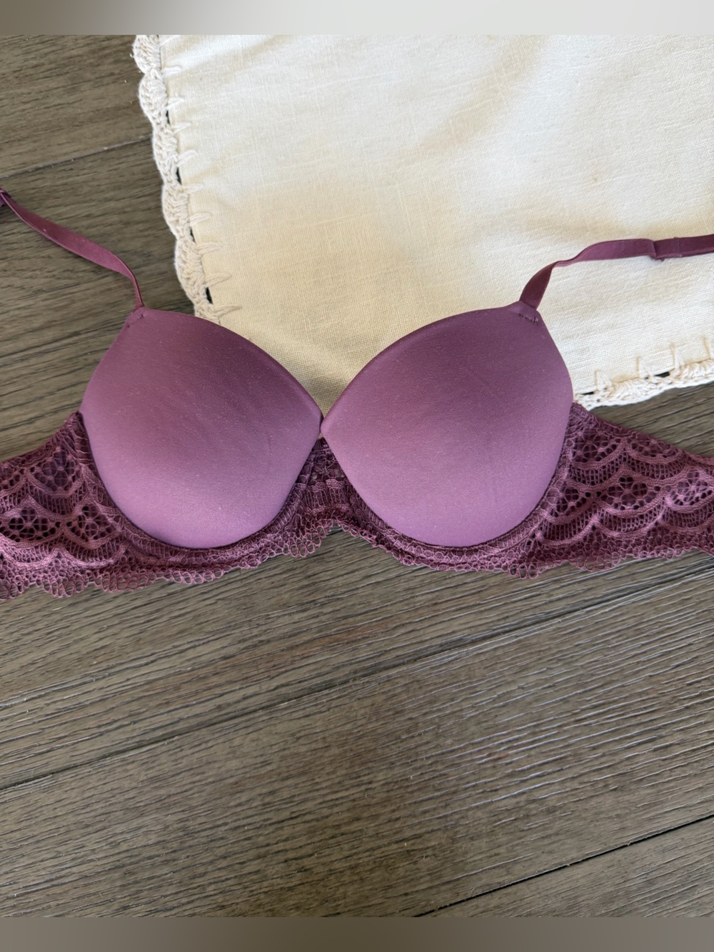 Auden Plum Lace-Trim Bra